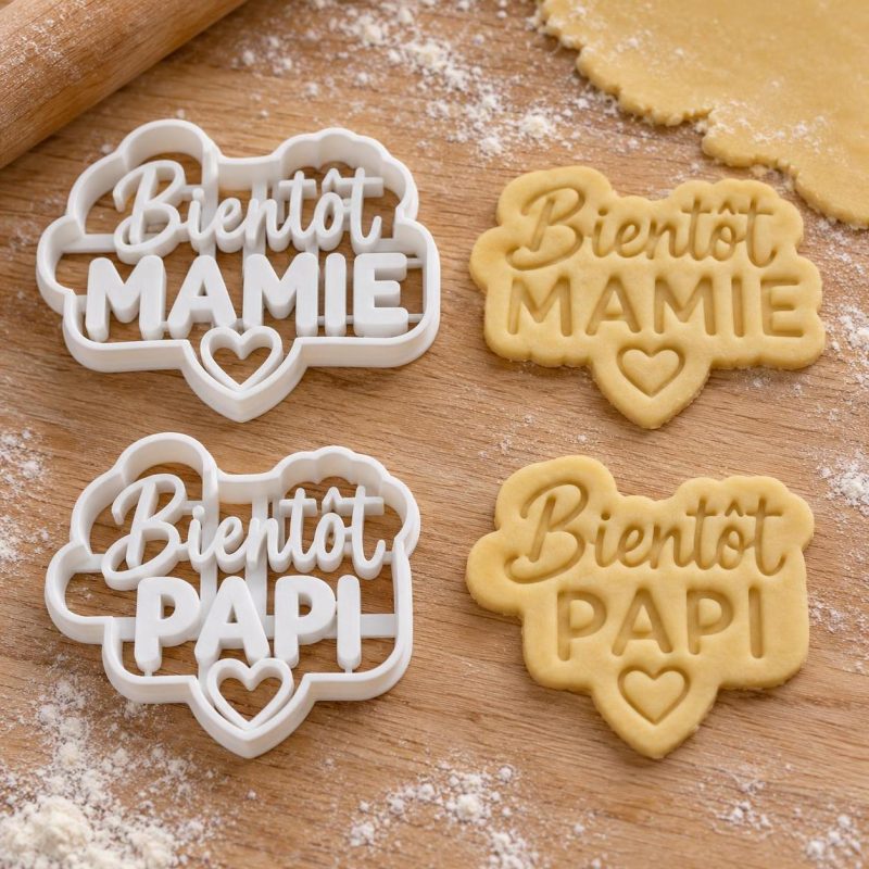 Emporte-pièce Bientôt mamie / Bientôt papi (annonce grossesse aux grands-parents) : version « Pack 2 modèles », imprimé en 3D par 3D'CLYPSE