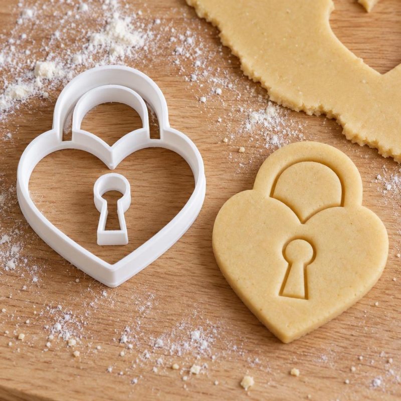 Emporte-pièce cœur Saint-Valentin (5 variantes) : version « Cœur cadenassé », imprimé en 3D par 3D'CLYPSE