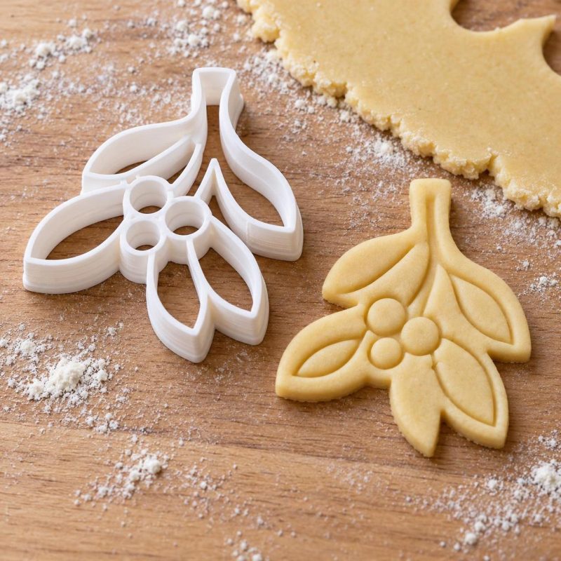 Emporte-pièce houx et gui : version « Gui (feuilles + boules) », imprimé en 3D par 3D'CLYPSE