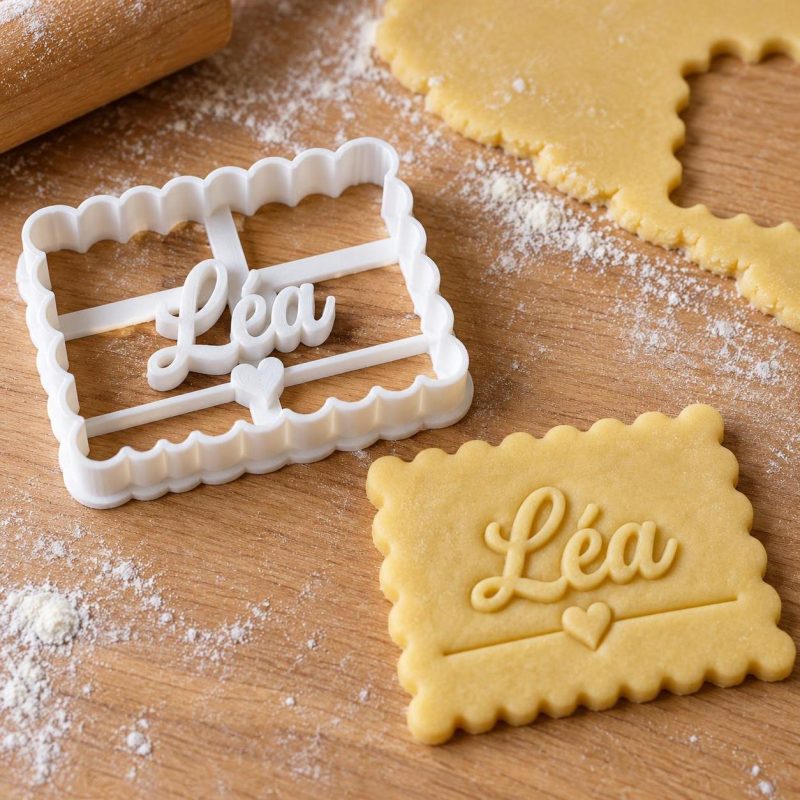 Emporte-pièce petit beurre avec prénoms et date de mariage imprimé en 3D par 3DClypse