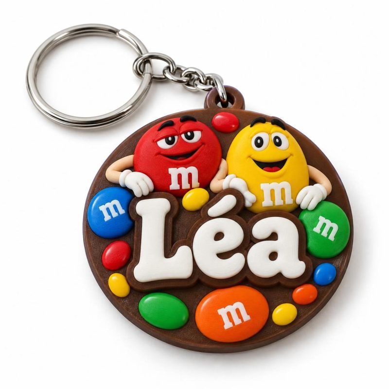 Porte-clé M&M's prénom imprimé en 3D par 3DClypse