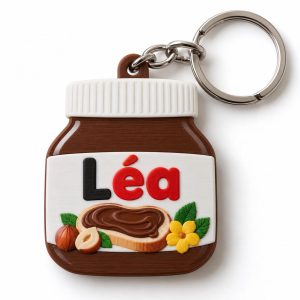 Porte-clé Nutella étiquette prénom imprimé en 3D par 3DClypse