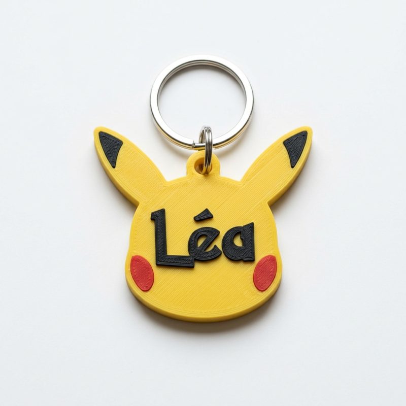 Porte-clé Pikachu prénom imprimé en 3D par 3DClypse