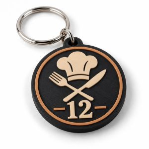 Porte-clé restaurant N° table et logo imprimé en 3D par 3DClypse