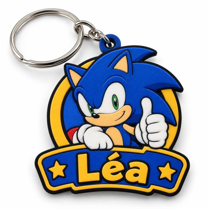 Porte-clé Sonic prénom imprimé en 3D par 3DClypse