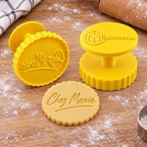 Tampon biscuit logo manuscrit calligraphié imprimé en 3D par 3DClypse
