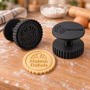 Tampon biscuit logo avec texte et illustration imprimé en 3D par 3DClypse