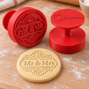Tampon biscuit Mr et Mrs art déco élégant imprimé en 3D par 3DClypse