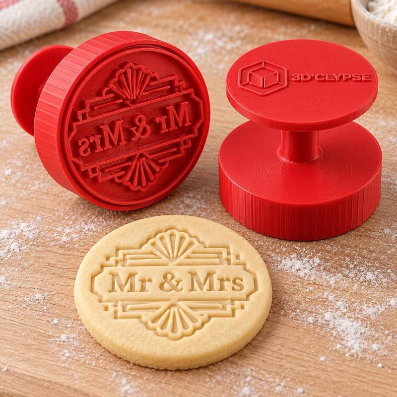 Tampon biscuit Mr et Mrs art déco élégant imprimé en 3D par 3DClypse