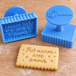 Tampon biscuit personnalisé citation phrase fétiche imprimé en 3D par 3DClypse