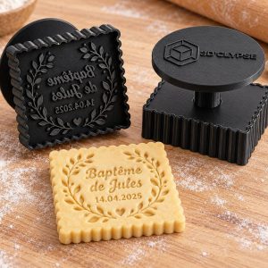 Tampon biscuit personnalisé date événement imprimé en 3D par 3DClypse