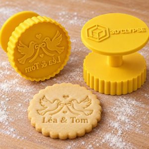 Tampon cookie colombes et prénoms personnalisé imprimé en 3D par 3DClypse