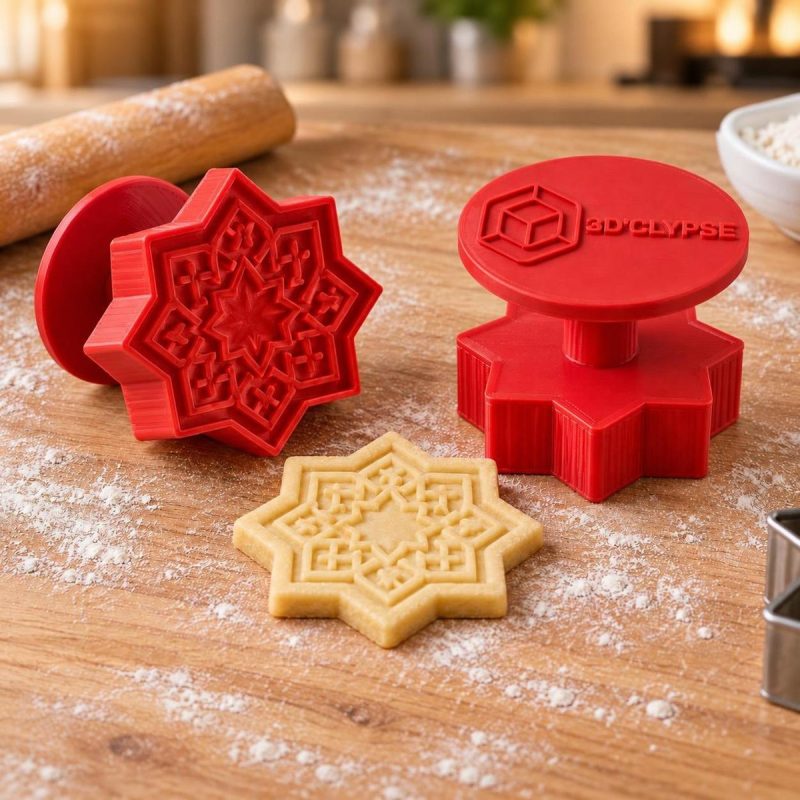 Tampon cookie étoile à 8 branches motif islamique imprimé en 3D par 3DClypse