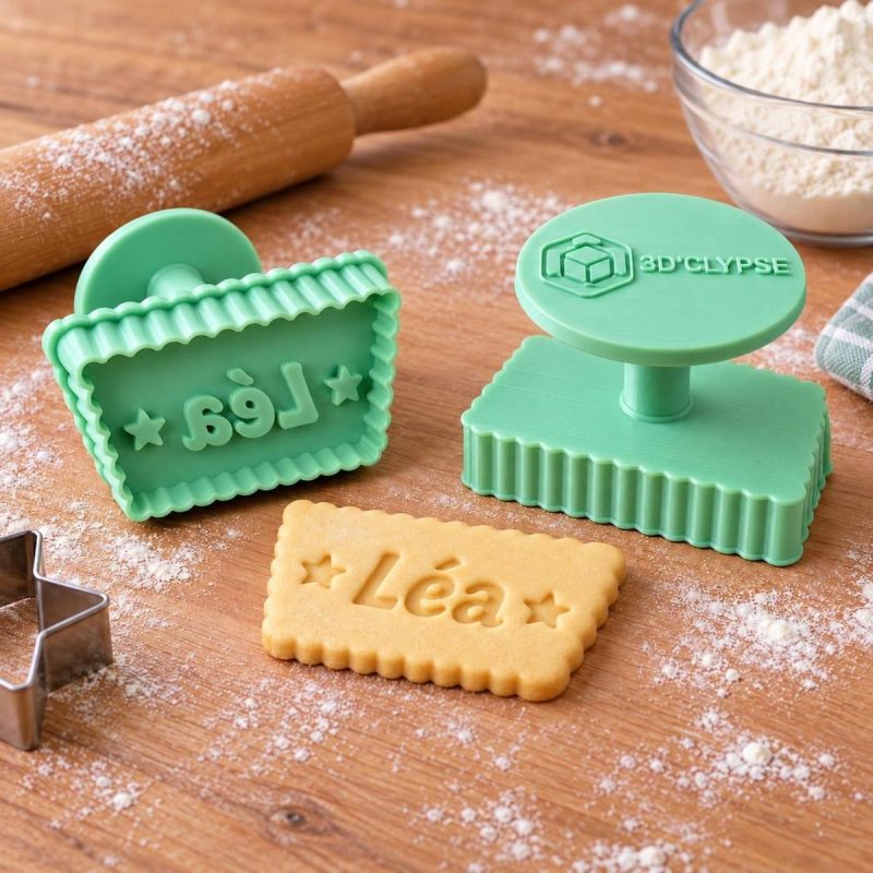 Tampon biscuit prénom et étoiles personnalisé imprimé en 3D par 3DClypse