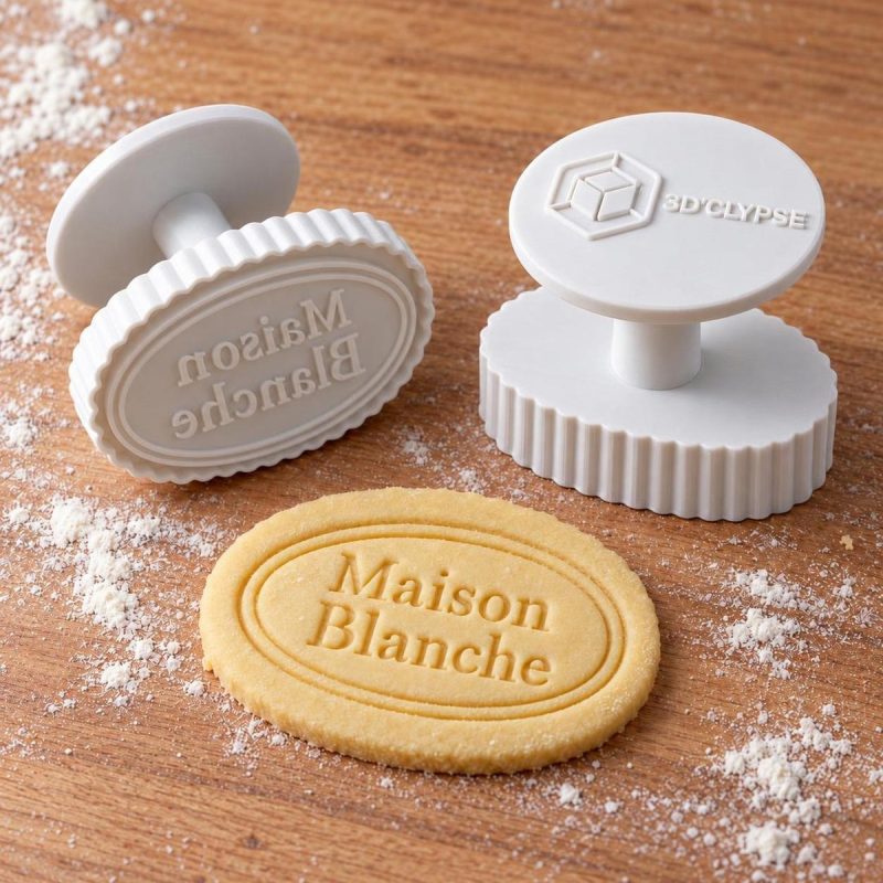 Tampon logo ovale élégant biscuits imprimé en 3D par 3DClypse
