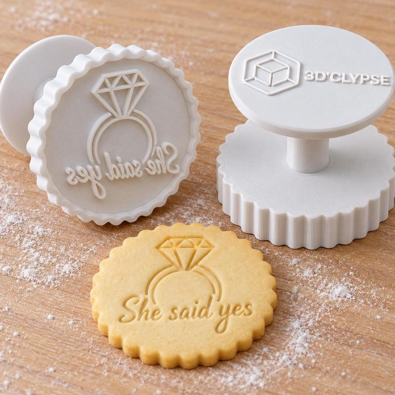 Tampon sablé bague diamant EVJF demande en mariage imprimé en 3D par 3DClypse