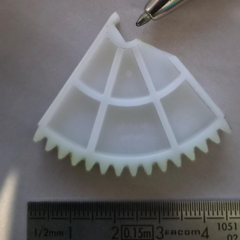 Secteur denté de la cassette de levage Samsung JC66-03278A imprimé en 3D, avec règle pour l'échelle