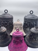 Collection de cloches AC/DC Hells Bell imprimées en 3D : patines bronze, or, argent, crème et rose vintage