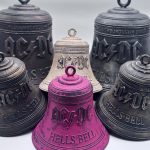 Collection de cloches AC/DC Hells Bell imprimées en 3D : patines bronze, or, argent, crème et rose vintage
