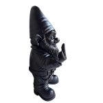 Nain de jardin biker XXL peint en noir – vue de profil