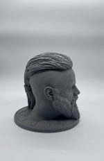 Support casque audio viking de profil – chevelure tressée finement imprimée en 3D