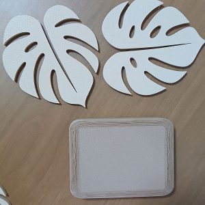Dessous-de-verre feuille de monstera — set avec support