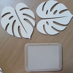 Dessous-de-verre feuille de monstera — set avec support