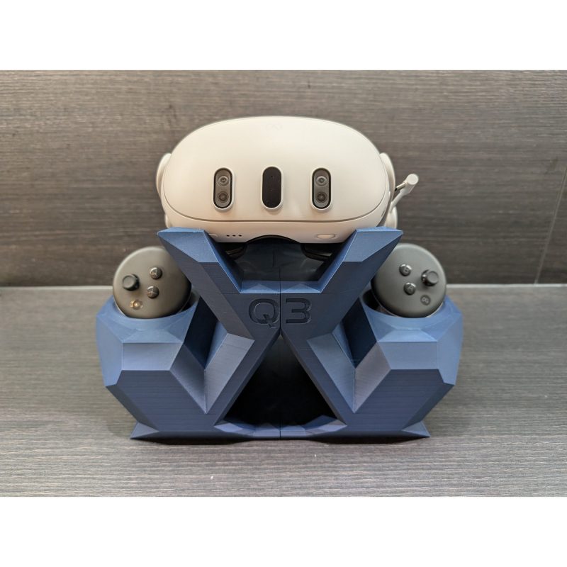 Support Meta Quest 3 facetté – station VR design imprimée en 3D