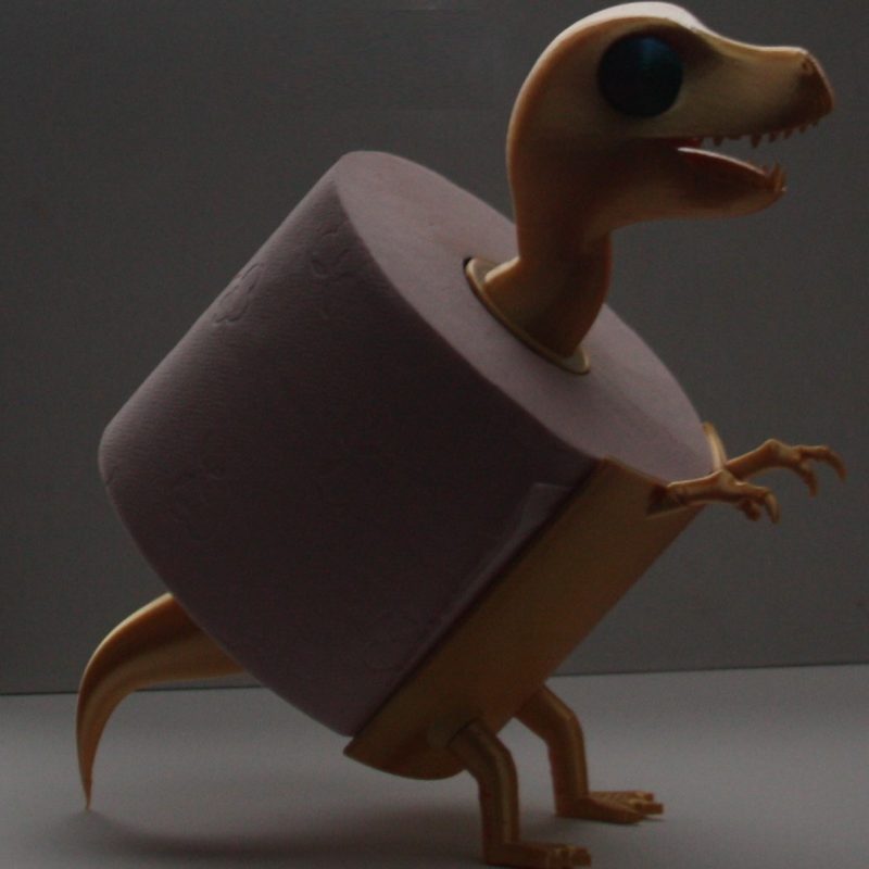 Porte-rouleau « dinosaure » — sur pied