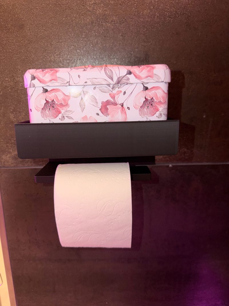Dérouleur de papier toilette avec coffre fermé
