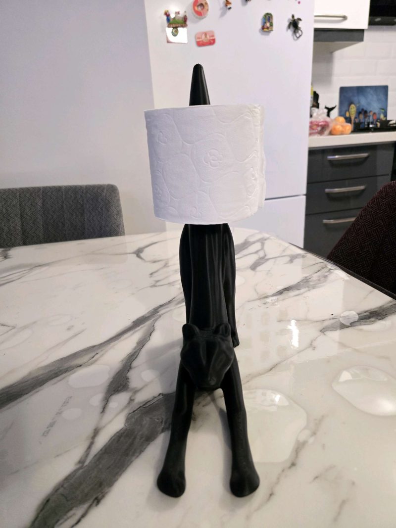 Porte-rouleaux « chat qui s'étire » — sur pied