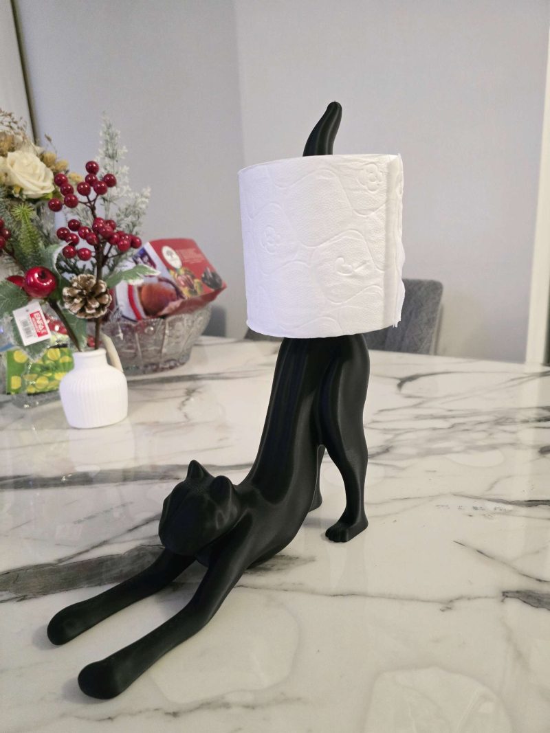 Porte-rouleaux « chat qui s'étire » — sur pied