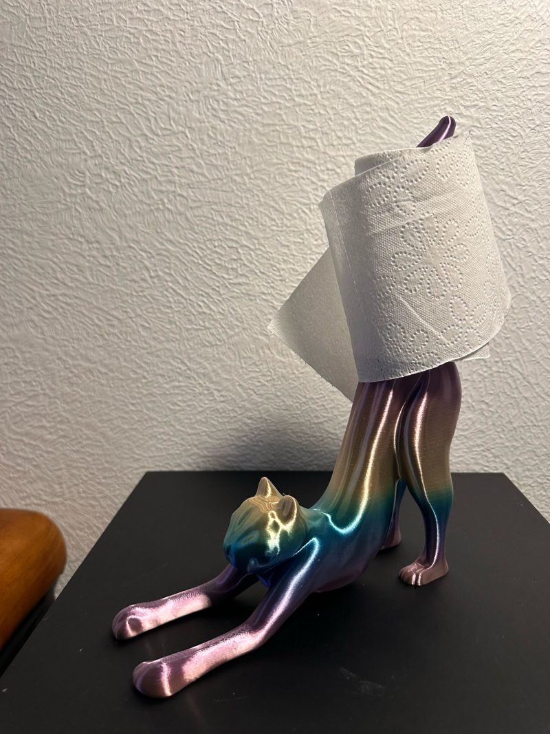 Porte-rouleaux « chat qui s'étire » — sur pied