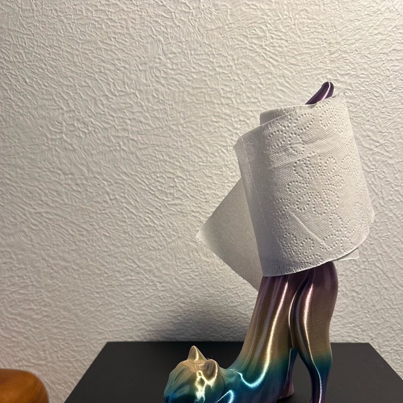 Porte-rouleaux « chat qui s'étire » — sur pied