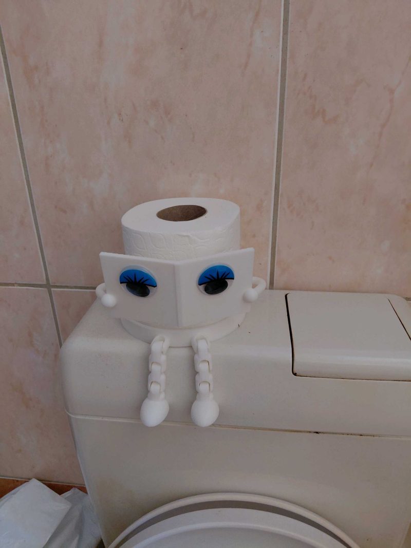 Porte-rouleau « robot » avec bac de rangement — articulé