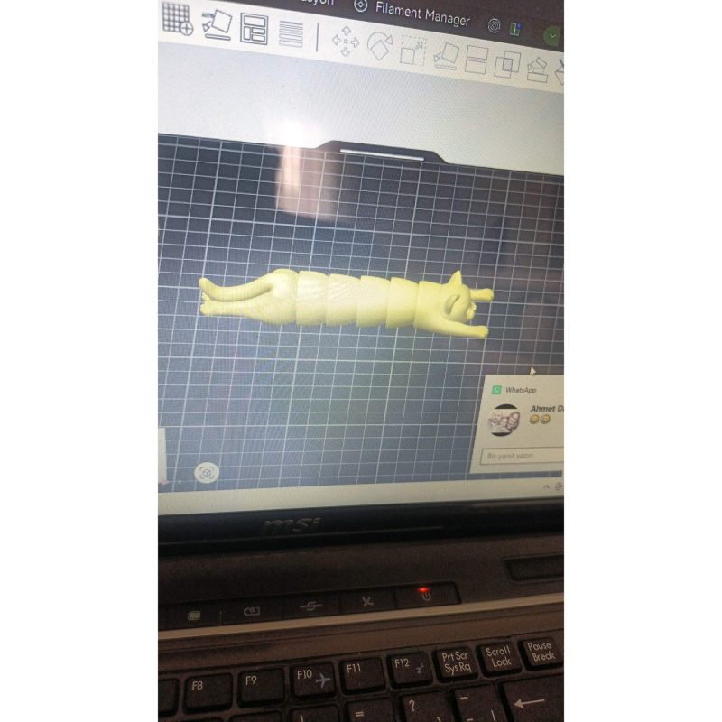 Chat articulé porte-objet — imprimé en place