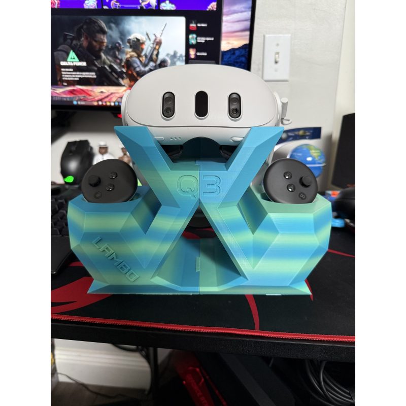 Support Meta Quest 3 facetté – station VR design imprimée en 3D