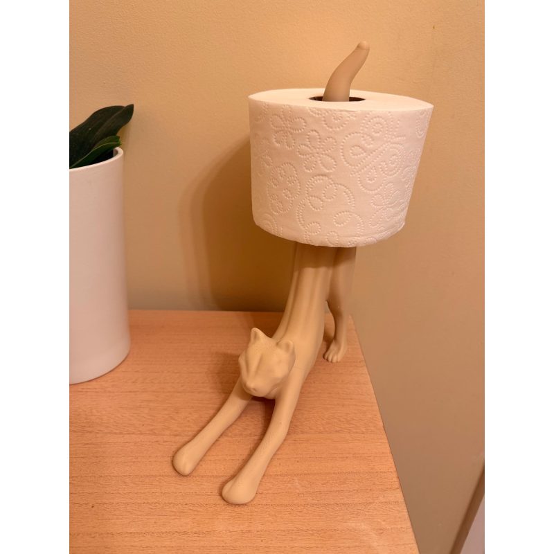 Porte-rouleaux « chat qui s'étire » — sur pied
