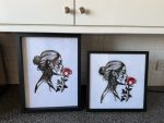 Tableau mural « Femme et rose » — silhouette en relief