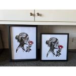Tableau mural « Femme et rose » — silhouette en relief
