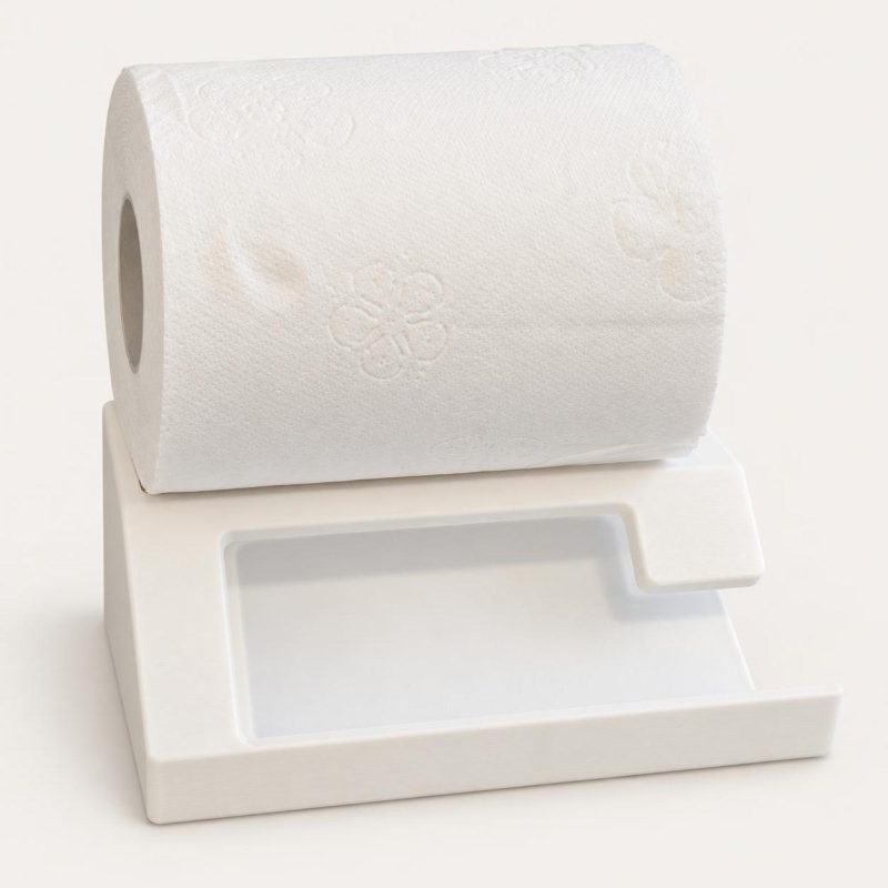 Dérouleur de papier toilette avec coffre fermé, imprimé en 3D par 3D'CLYPSE