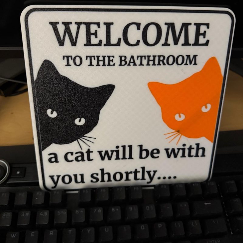 Plaque de toilettes « un chat va s'occuper de vous »
