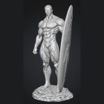 Figurine Surfeur cosmique musclé – statue 25 cm à peindre, imprimé en 3D par 3D'CLYPSE