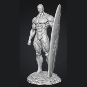 Figurine Surfeur cosmique musclé – statue 25 cm à peindre, imprimé en 3D par 3D'CLYPSE