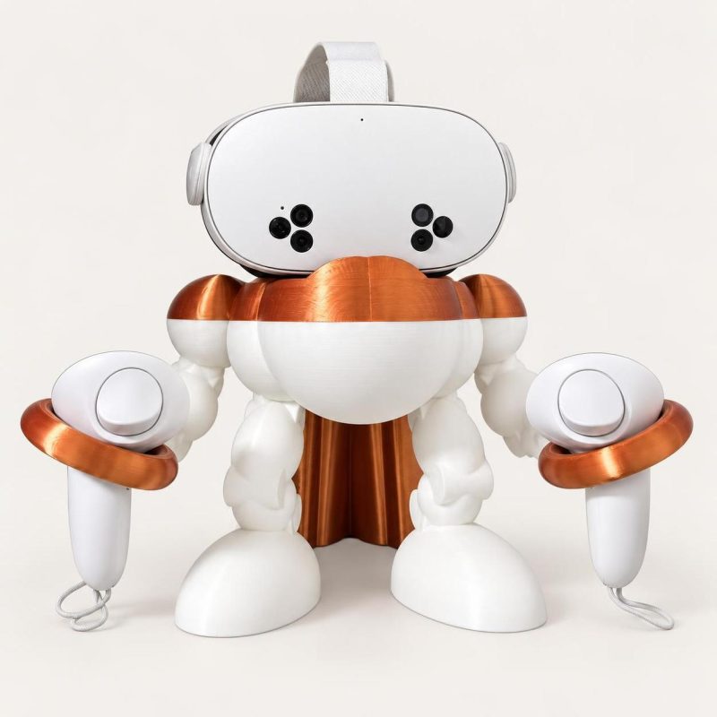 Support casque VR Meta Quest « Robot » – station casque et manettes imprimée en 3D, imprimé en 3D par 3D'CLYPSE