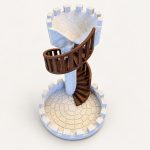 Tour à dés « Château », escalier en colimaçon, imprimé en 3D par 3D'CLYPSE
