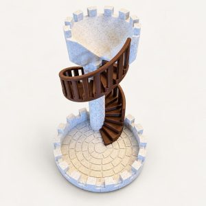 Tour à dés « Château », escalier en colimaçon, imprimé en 3D par 3D'CLYPSE