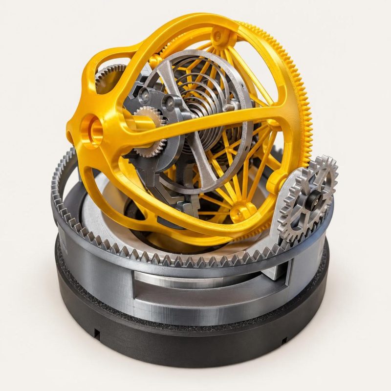 Tourbillon mécanique décoratif, objet à faire tourner, imprimé en 3D par 3D'CLYPSE
