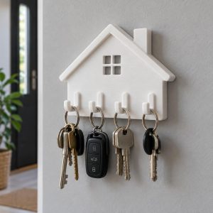 Accroche-clés mural en forme de maison, imprimé en 3D en PLA
