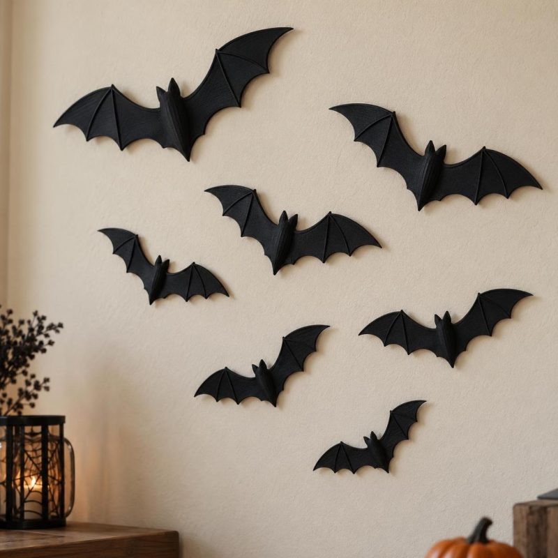 Chauves-souris murales d'Halloween, lot de 8, imprimé en 3D en PLA